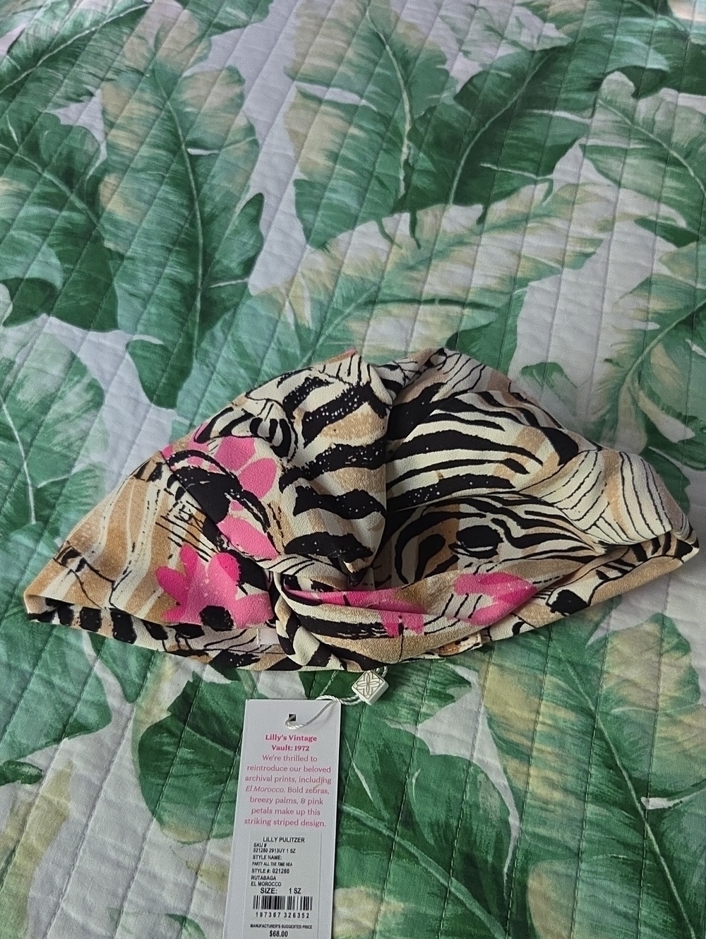 Lilly Pulitzer Pink, Beige & Black Animal Print Twist Headband